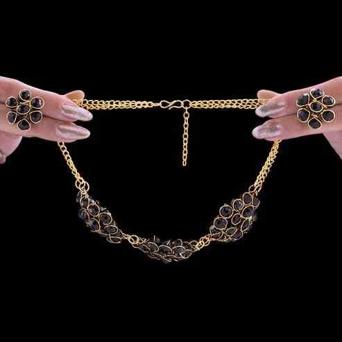 Black Crystal Set of Necklace and Earring (Pack of 1)