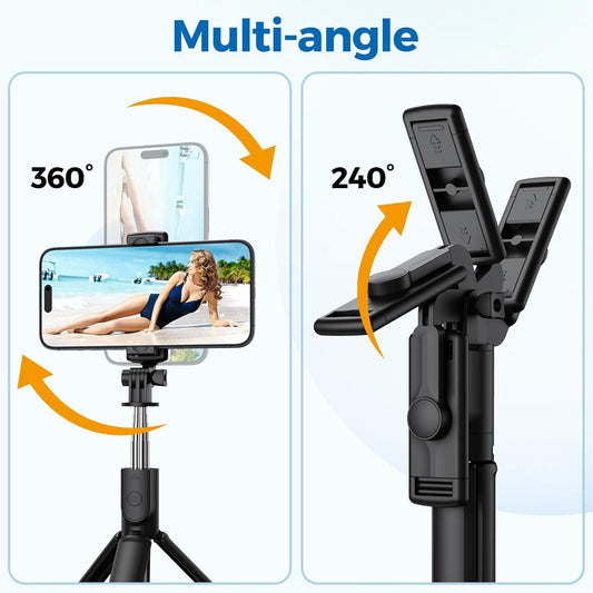 Extendable Flash 3-in-1 Selfie Stick Tripod with Bluetooth Remote